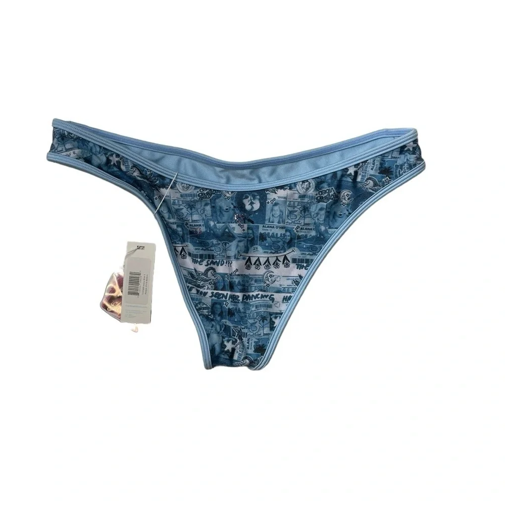 Frankie’s Bikinis Alana Blue Sawyer Shine Bottom NWT L